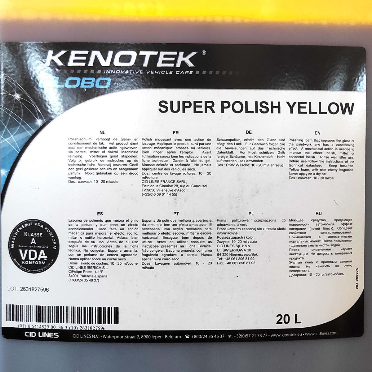 KENOTEK SUPER POLISH 20L - YELLOW